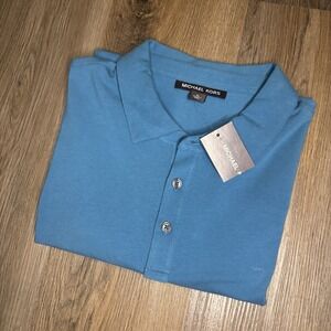 Michael Kors Polo Shirt Men's XL Rhone Blue NWT Preppy Luxury Casual Golf